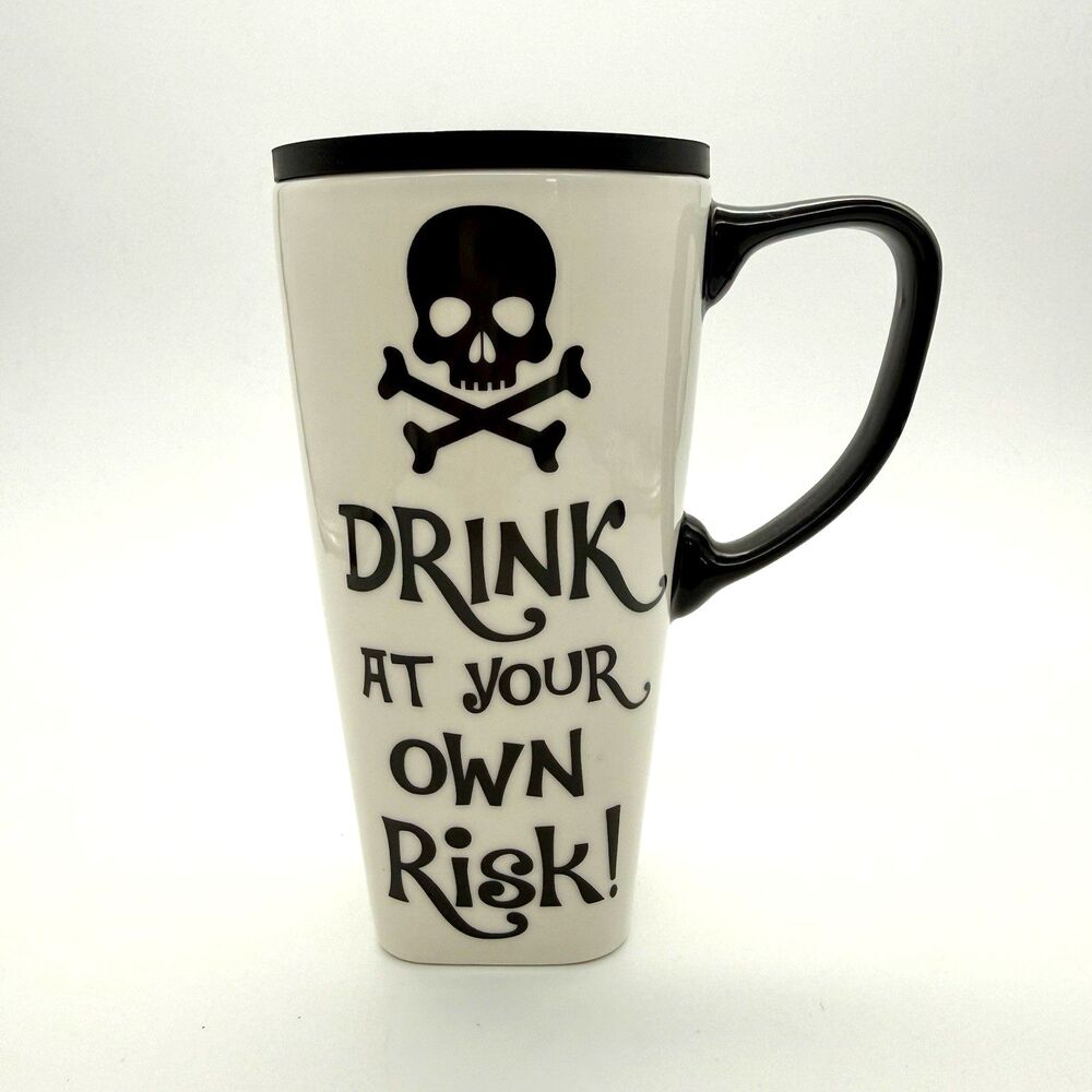 EVERGREEN Ceramic Travel Mug - Drink At Your Own Risk - 17oz FLOMO 360 Halloween